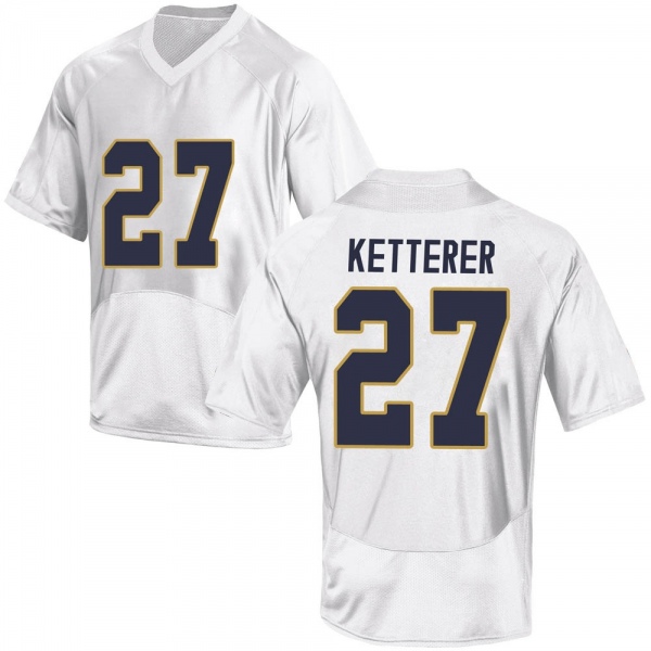 Chase Ketterer Notre Dame Fighting Irish NCAA Men's #27 White Replica College Stitched Football Jersey PRO7155CA